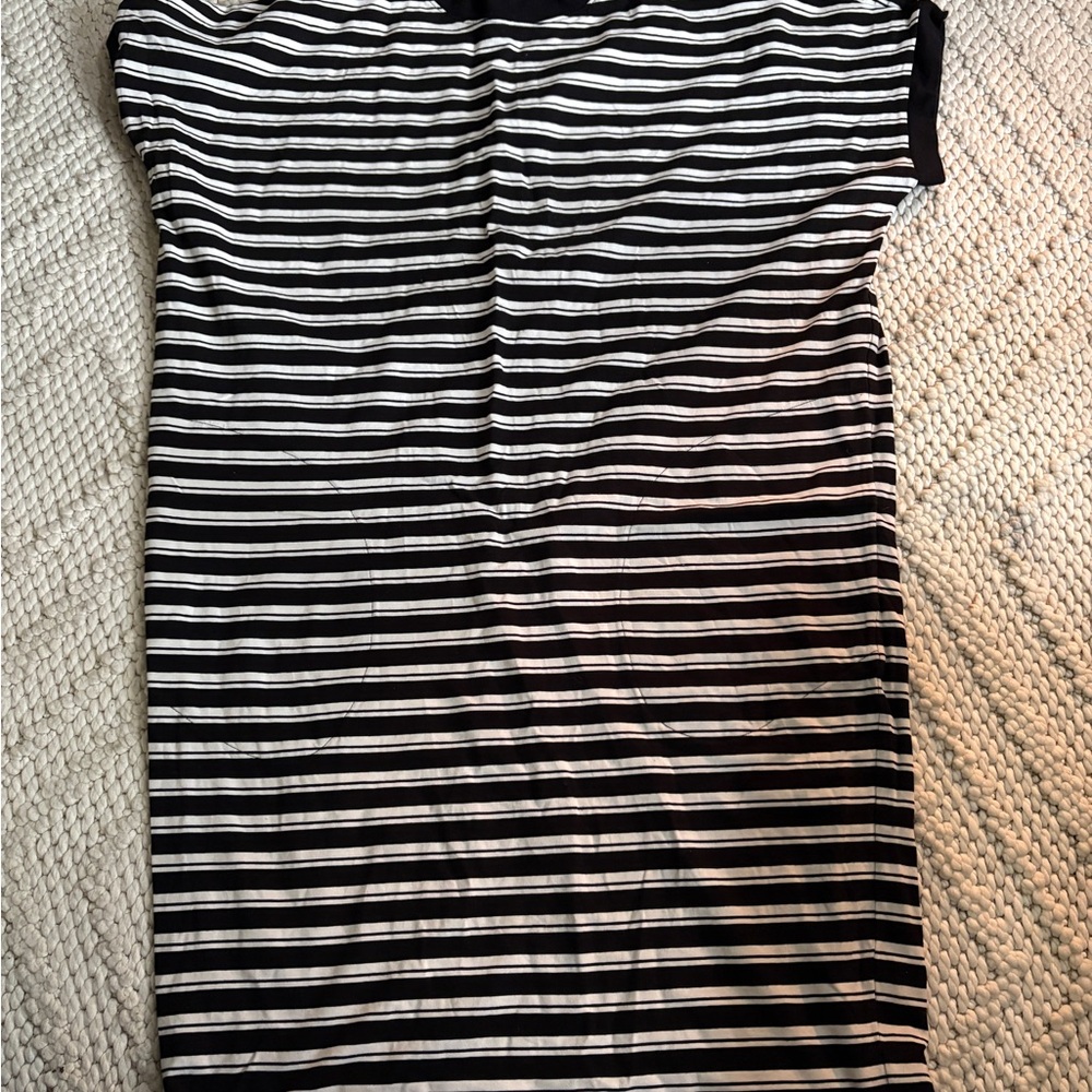 Universal Standard Black and White Striped Tee Dress